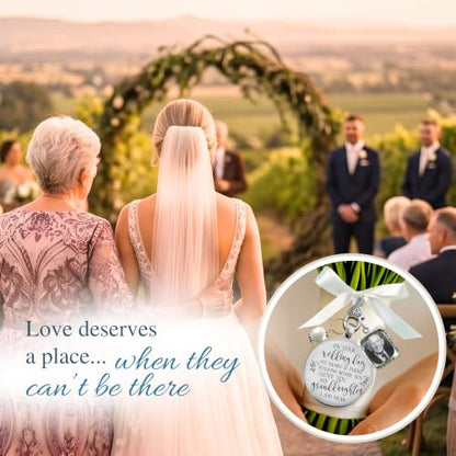 Gutsy Goodness Bouquet Charm On Your Wedding Day Memorial Honoring Mom Dad Grandma Grandpa Meaningful Bridal Floral Jewelry Silver Finish Pendant Bride's Flowers Photo Frames Parent Grandparent - color: White Bead, style: My Granddaughter | 1 Frame