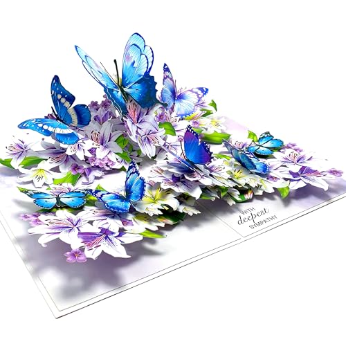Paper With Deepest Sympathy Card, Lily Pop Up Cards, Loss of Loved One, Pet, Mom, Dad, Child, Thinking Of You, Condolence, Bereavement, Grief (Lily and Butterfly) - color: Lily and Butterfly