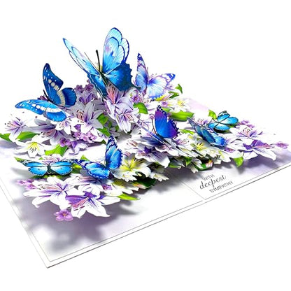 Paper With Deepest Sympathy Card, Lily Pop Up Cards, Loss of Loved One, Pet, Mom, Dad, Child, Thinking Of You, Condolence, Bereavement, Grief (Lily and Butterfly) - color: Lily and Butterfly