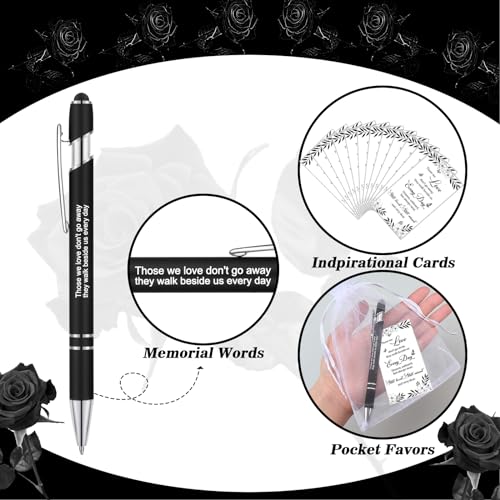 Yeaqee 150pcs/50set Funeral Favor Pen Poem Card for Guests, White, Simple - color: White, style: Simple