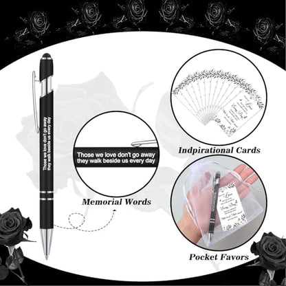 Yeaqee 150pcs/50set Funeral Favor Pen Poem Card for Guests, White, Simple - color: White, style: Simple