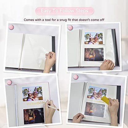 Popotop Large Photo Album Self Adhesive 4x6 5x7 8x10 Scrapbook Album DIY Picture Book,Gifts for Mom,Family Baby and Wedding,with Metal Pen and Plastic Board - color: Pink, size: 11.5"x10.6"40pages