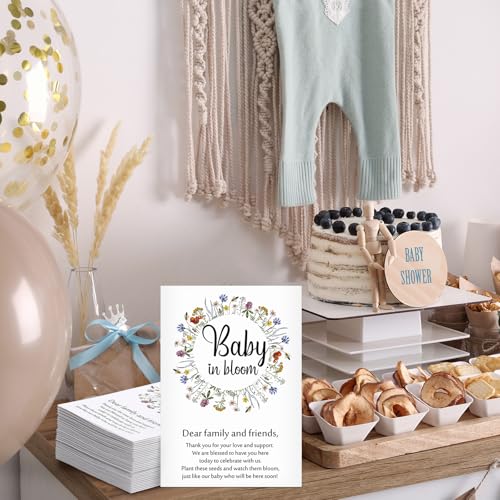 Fumete 100 Pcs Baby Shower Seed Packet Adhesive Envelopes, Colored Flowers - style: Colored Flowers