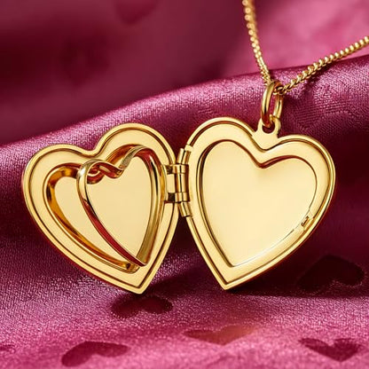 LIFETIME JEWELRY Antique Heart Locket Necklace for Women & Girls That Holds Pictures – 10X Thicker Real 24K Gold Plated Charm – Made in USA with Lifetime Replacement - style: Big Gold Locket with Chain