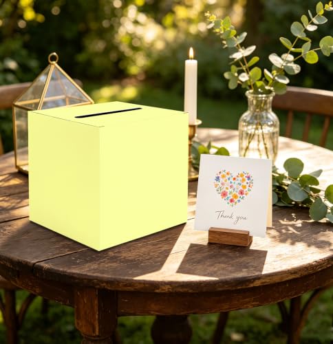 SietDESEO Yellow Card Box with Slot Money Gift Card Box Holder for Party Wedding Reception Birthday Graduation Bridal Shower Baby Shower Diaper Raffle Box - color: YELLOW CARD BOX, size: 7.8 X 7.8 X 7.8 INCH