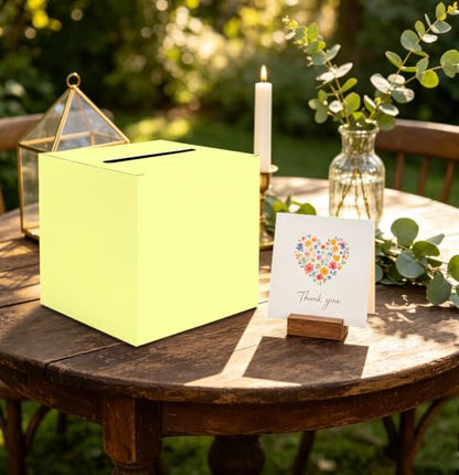 SietDESEO Yellow Card Box with Slot Money Gift Card Box Holder for Party Wedding Reception Birthday Graduation Bridal Shower Baby Shower Diaper Raffle Box - color: YELLOW CARD BOX, size: 7.8 X 7.8 X 7.8 INCH