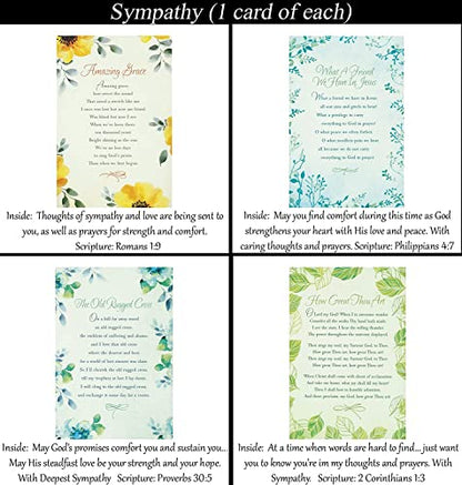 24 Cards ~ No Repeated Designs ~ Sympathy ~ Christian Religious Sentiments ~ Scripture in Every Card