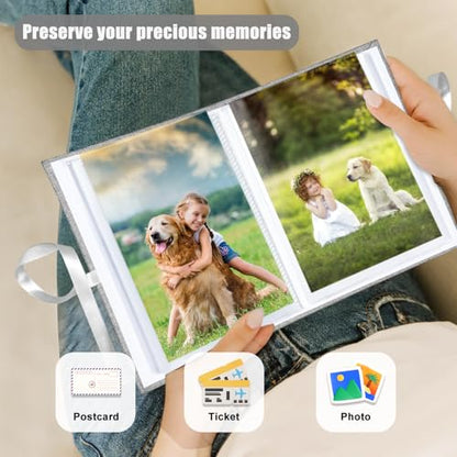 Photo Album 4x6 100 Pockets, Slip-in Picture Albums, Linen Cover Top Loader Vertical Pockets Albums for Baby, Kids Boy Girls, Wedding, Family, Anniversary, Grey - color: Grey, size: 100 Pockets white Bandage