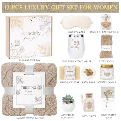 Get Well Gifts for Women Self Care Gifts Basket - Relaxing Spa Care Package After Surgery Mothers Day gifts - Feel Better Sympathy Mothersday Birthday Gift for Her Mom Sister Friend Wife (Khaki) - color: Khaki