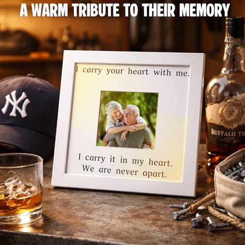 THYGIFTREE Sympathy Gifts for Loss of Mom Daughter - Memorial Picture Frame for Best Friend - I Carry Your Heart With Me Poem Bereavement Gift - Literary Poetry Decor for Bedroom Vanity & Home