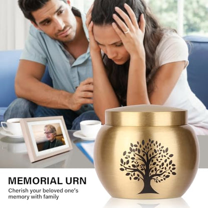 Small Urns for Human Ashes Keepsake Set of 1,Mini Urns for Ashes Made of Brass,Mini Tree of Life Urn for Pet Cremation,Hold Up to 2.3 Cubic Inches - size: 1.6''x1.4'',1pc