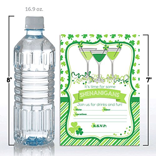 Amanda Creation St. Patrick's Day Shenanigans Party Fill in Invitations set of 20 with envelopes - style: Shenanigans