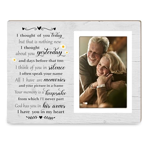 Memorial Gifts Picture Frame, Condolence Gifts Wooden Photo Frame, In Loving Memory of Mother, Father, Grandma,Memorial Frames for Loved One, I Thought of You Today12P048
