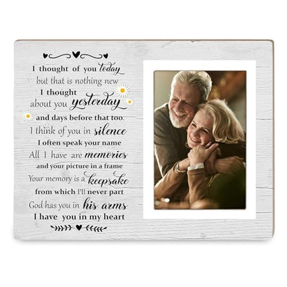 Memorial Gifts Picture Frame, Condolence Gifts Wooden Photo Frame, In Loving Memory of Mother, Father, Grandma,Memorial Frames for Loved One, I Thought of You Today12P048