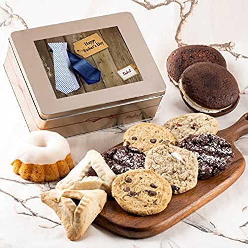 Dulcet Gift Baskets Happy Father’s Day Tasteful Treats Tin Gift Basket Filled with Gourmet Bakery Goods Ideal Gift Idea for, Husband, Boyfriend, Dad, Grandfathers, Boss, Son, or Coworker - style: Father's Day