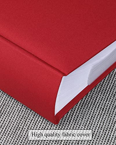 1DOT2 Photo Album for 4x6 Pictures with Writing Space, Red | Holds 402 Photos,Linen Cover with Front Window, Acid-free Inner Pages, Ideal for Marriage Children Travel Family - color: Red