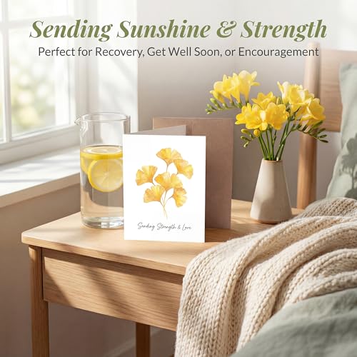 Sympathy Card, Watercolor Ginkgo Leaf Get Well - color: Sympathy Card 006