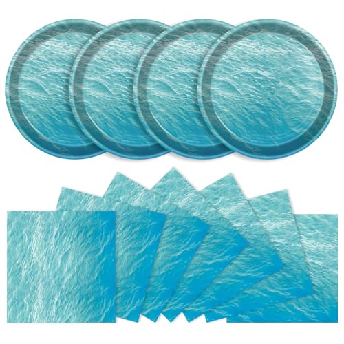 40 Pcs Ocean Sea Plates and Napkins Set, Large 9 Inch Blue Party Plates - color: Ocean Sea