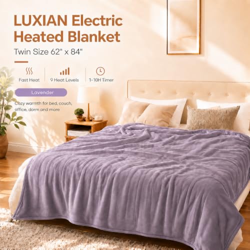 Electric Heated Blanket,Flannel and Sherpa,Twin 62x84in,Lavender,Gift - color: C-lavender, size: 62x84inches-Twin