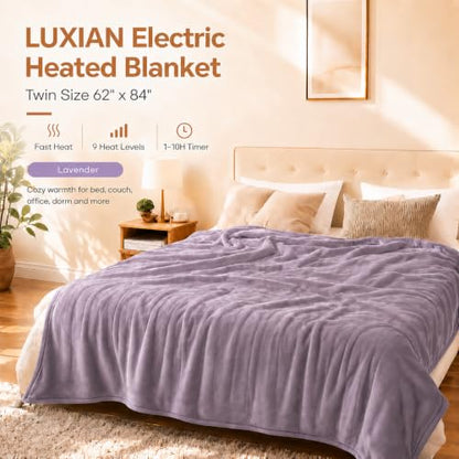 Electric Heated Blanket,Flannel and Sherpa,Twin 62x84in,Lavender,Gift - color: C-lavender, size: 62x84inches-Twin