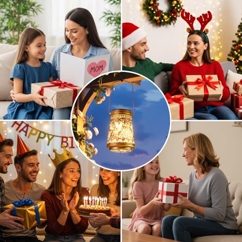 2 Pack Solar Lanterns Outdoor Waterproof Birthday Gifts for Women Mom Grandma, Hollowed-Out Metal Hummingbird Hanging Solar Lantern Lights Garden Decor, 2 Modes Hanging Solar Lights for Yard, Patio | Birthday Gifts for Women Mom Grandma, Hollowed-Out Hang