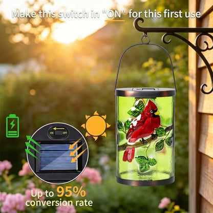 MUMTOP Cardinal Solar Lantern Outdoor Waterproof, Hanging Garden Light - color: Lime Green