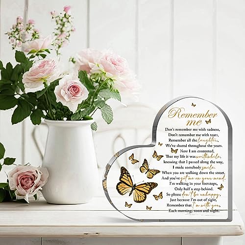 Acrylic Heart Shape Memorial Bereavement Gift Paperweight Remembrance Decorations Funeral Grief Condolence Memorial Ornaments for Loss of Loved One of Mother Father Sympathy Gifts - style: 020