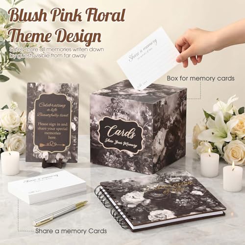 64 Pcs Funeral Guest Book Set for Memorial Service, Black, Tribute - color: Black, style: Tribute
