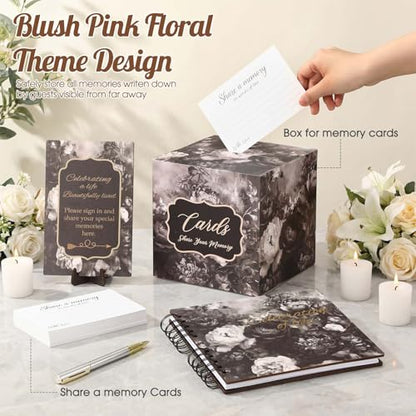 64 Pcs Funeral Guest Book Set for Memorial Service, Black, Tribute - color: Black, style: Tribute