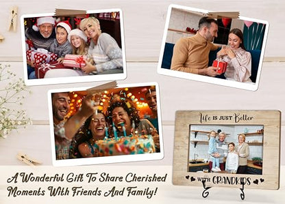 Grandparents Photo Frame - Wooden Tabletop Picture Frame With Stand, Perfect For Grandkids - Grandparents Day Gift - color: Grandparents