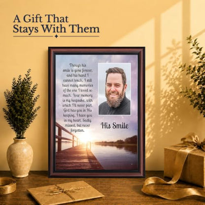 Memorial Gifts for Loss of Husband, Sympathy Gift, His Smile In Memory of Loved One, Picture Frames for Sympathy Gift Baskets, Bereavement Gifts for Loss of Father, Loss of Son Condolence Gift, 5031W | Sympathy Gifts for Loss of Father, In Memory of Dad,