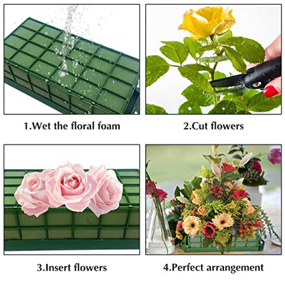 2 Pieces Floral Foam Cage, Flower Arrangements Supplies With Rectangle Holder, Bricks for Fresh Flower Wedding Holiday Decorations - size: 2 Pcs
