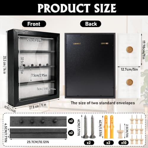 Shadow Box 14x11 Black Picture Frames Display Cases with LED Light,Memory Keepsakes Boxes with 4 Removable Trinket Shelf,for Anniversary Wedding Baby Graduates Memorial Collect-Distressed Retro - color: Black