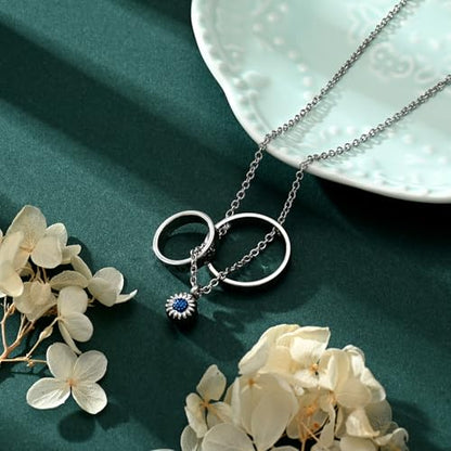 Daisy Cremation Jewelry Necklaces Stainless Steel Circle of Life Eternity Urn Necklaces for Ashes Memorial Keepsake Daisy Pendant for Women Men Gifts With Funnel Kit & Bag - color: Blue