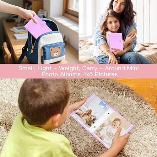 Ruibytree 2 Pack Small Photo Albums 4x6 Pictures, 104 Photos Total, Purple - color: Purple