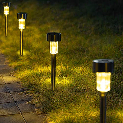 GIGALUMI Outdoor Waterproof Solar Pathway Lights, 12 Pack Warm White - color: Warm White, size: 12 PACK