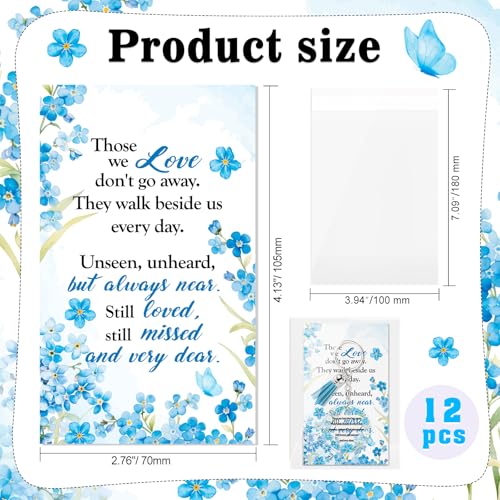 HOWAF 12 Set Funeral Favor Forget Me Not Keychains with Encouragement Card, Sympathy Gifts for Loss of Loved One Blue Flower Key Chains with Tassels for Sympathy Guest Keepsake