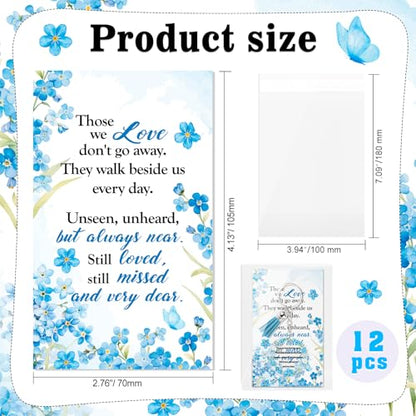 HOWAF 12 Set Funeral Favor Forget Me Not Keychains with Encouragement Card, Sympathy Gifts for Loss of Loved One Blue Flower Key Chains with Tassels for Sympathy Guest Keepsake