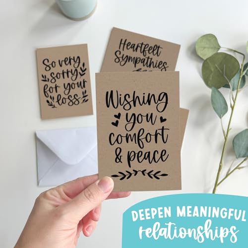Hadley Designs Sympathy Cards with Envelopes - 24 Bereavement Cards for Loss of Loved One, I'm Sorry for Your Loss Card Bulk, Blank Condolence Card With Envelopes, Thinking of You Heartfelt Sympathies - style: Kraft Black 24 pcs