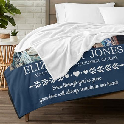Custom Memorial Blanket with Picture Personalized Sympathy Remembrance Condolences Bereavement Gifts Sympathy Gifts for Loss of Loved One Mother Dad Grandma Grandpa Sister Daughter Friend - color: Design19