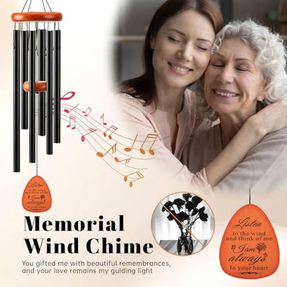 Sympathy Gifts for Loss of Loved One Memorial Wind Chimes Sympathy/Bereavement/Memorial Gifts for Loss of Mom Dad Husband, Grief Remembrance Condolences Gifts for Women, 32" Black - size: 32" Black