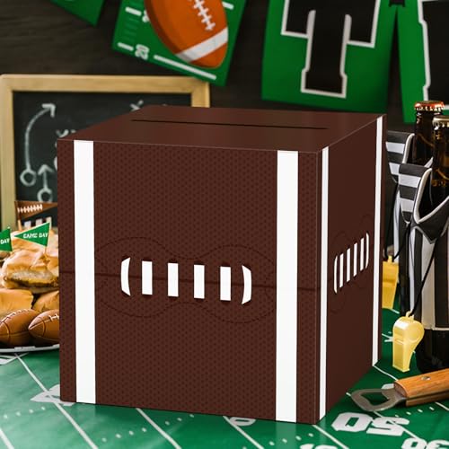Hxezoc Football Card Box Sports Party Favors Post Box Cardboard Receiving Money Holder for Football Theme Wedding Reception, Baby Showers, Anniversary, Birthday Party, Table Centerpiece Decorations - style: Football