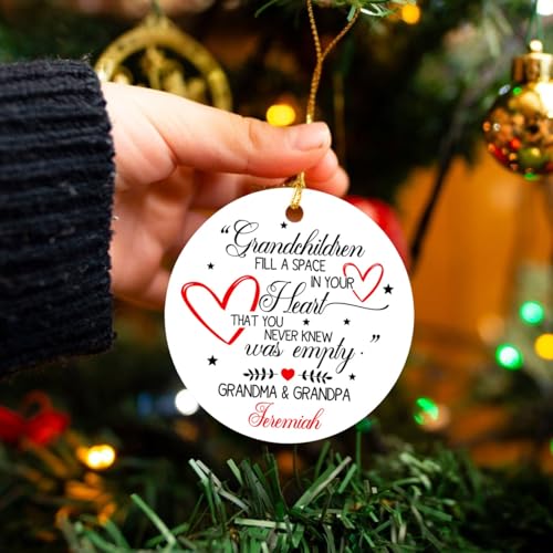 Personalized First Christmas As Grandparents Ornament 2025, Grandchildren Fill A Space In Your Heart, Custom Name Grandparents Christmas Ornament - color: Grandchildren Fill a Space in Your Heart Ornament
