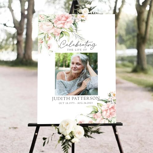 Customized Rose Floral Celebration Of Life Welcome Sign, Memorial Picture Board, Celebration Of Life Decoration Yard Sign, Outdoor Memorial Garden Decor, Celebration Life Party Ideas - color: Color 13