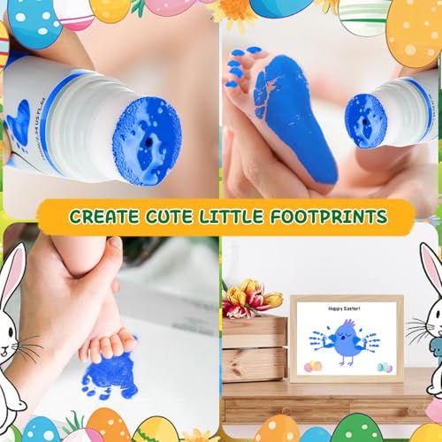 Baby Hand and Footprint Paint with Sponge Head, 2.54 fl oz, Non-Toxic & Acid-Free, Washable Baby Safe Paint for Newborn Keepsakes, Dog Nose & Paw Prints, Ideal New Mom Gift - Blue - color: Blue