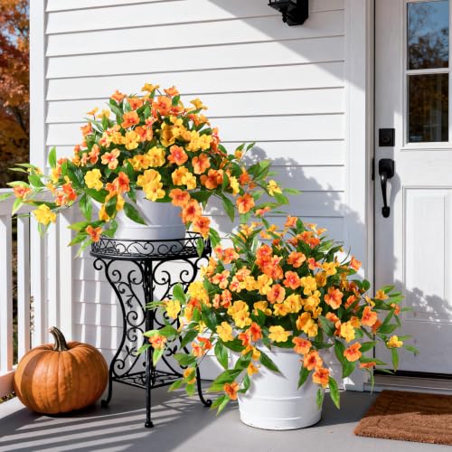 Hommyea Artificial Fake Fall Flowers for Outdoor UV Resistant Faux Flowers - color: Orange Yellow