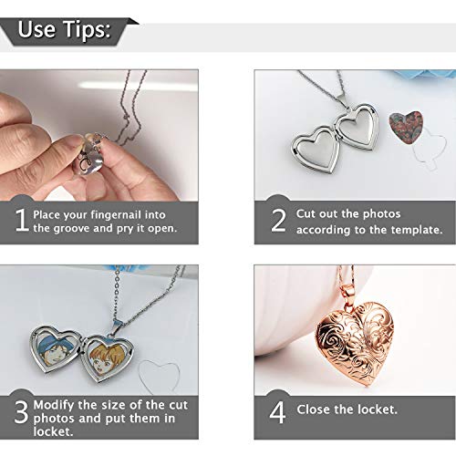 YOUFENG Locket Necklace that Holds Pictures Flower Lockets Pendant Necklaces Birthday Gifts Jewelry - color: RoseGoldHeart