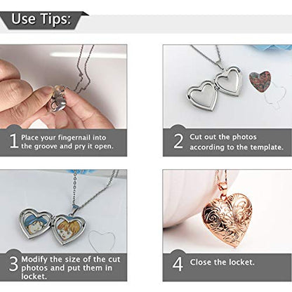 YOUFENG Locket Necklace that Holds Pictures Flower Lockets Pendant Necklaces Birthday Gifts Jewelry - color: RoseGoldHeart