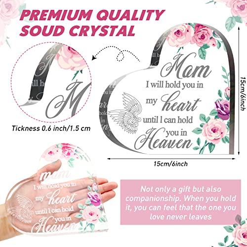 Blulu Sympathy Gift Loss of Mom Acrylic Heart Keepsake,6 x 6 x 0.6 Inches | Memorial for Loss of Loved One, Bereavement Condolence Decor, Grieving Sympathy Angel Keepsake Wings Floral Print - size: 6 x 6 x 0.6 Inches