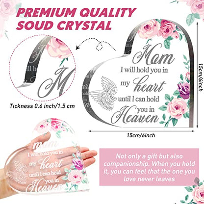 Blulu Sympathy Gift Loss of Mom Acrylic Heart Keepsake,6 x 6 x 0.6 Inches | Memorial for Loss of Loved One, Bereavement Condolence Decor, Grieving Sympathy Angel Keepsake Wings Floral Print - size: 6 x 6 x 0.6 Inches